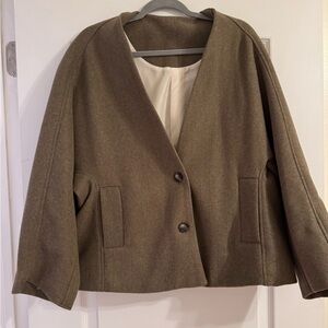 Elegant Tan Wool Cape Jacket